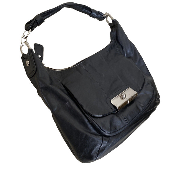 COACH Kristin New York Black Leather Satchel Shoulder Bag Purse Silver Hardware - Picture 6 of 12